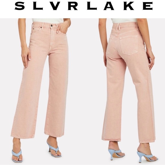 SLVRLAKE Denim - SLVRLAKE Grace Ankle Cropped Dusty Pink Women’s  Flare Wide Leg Jeans Size 24